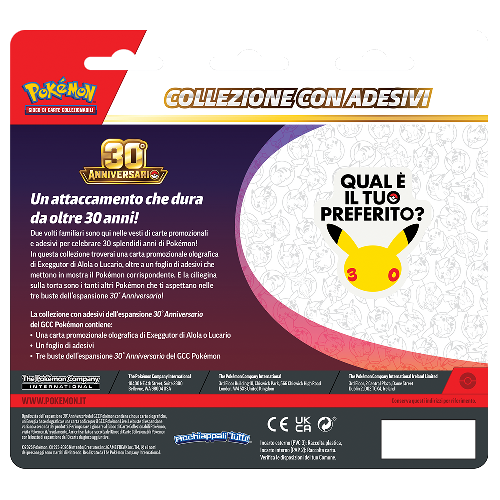 Pokémon - 30° Anniversario - Collezione con Adesivi - Lucario (ITA)